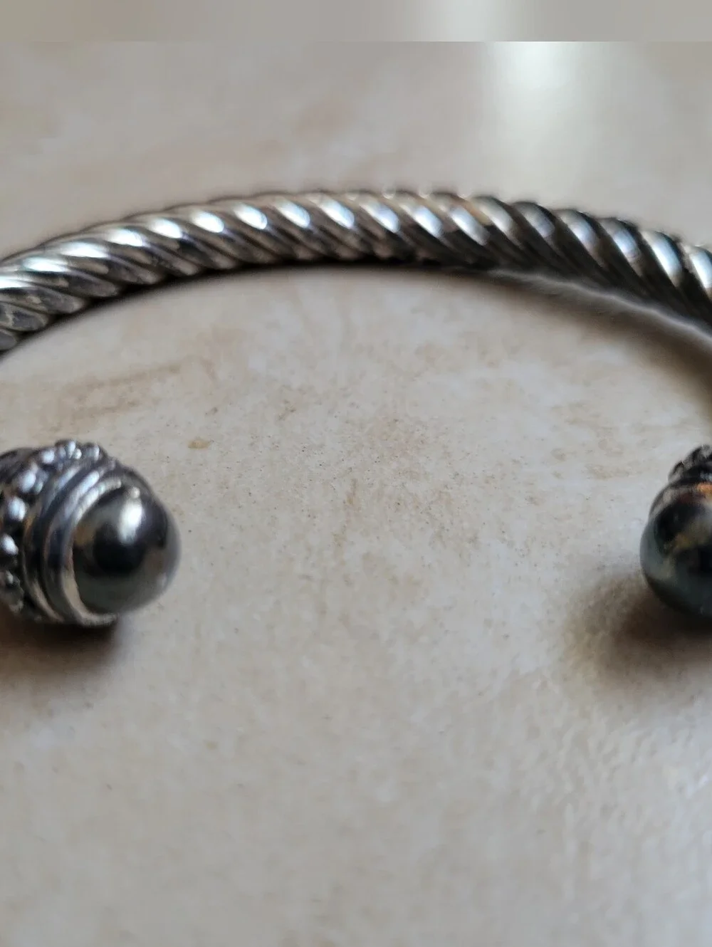 Sterling Silver Twisted Cuff Bracelet - Classic Open Bangle